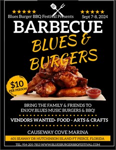 4th Annual Burgers BBQ & Blues Music Festival & Ft Pierce Car Show Set for September 